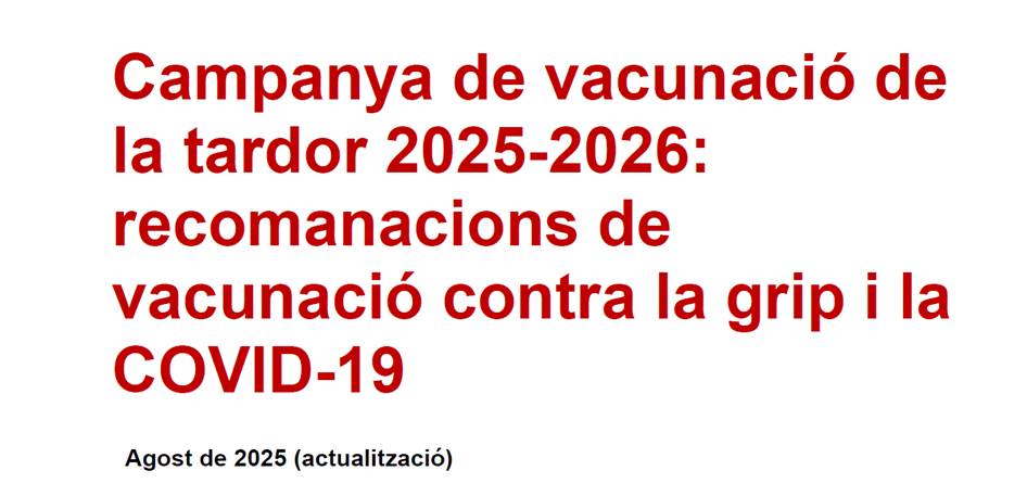 Recomanacions de vacunació contra la grip i la COVID-19 a Catalunya (campanya 2025-2026) Imatge destacada
